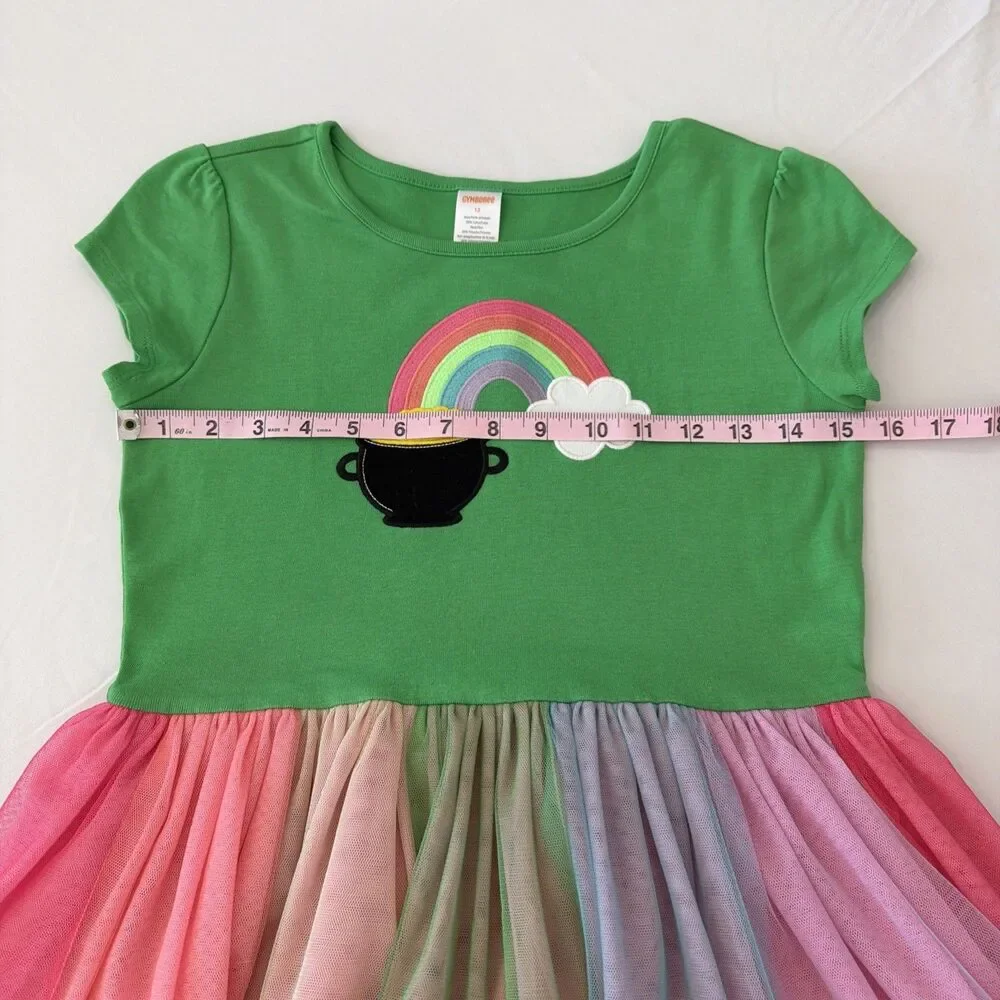 Gymboree Girls 12 Dress Green Saint St Patricks Day Rainbow Pot Gold Leprechaun